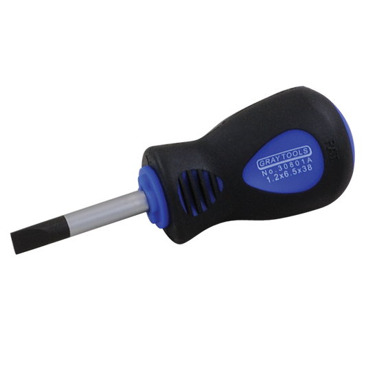 Slotted. Stubby Comfort Grip Heavy Duty Screwdriver